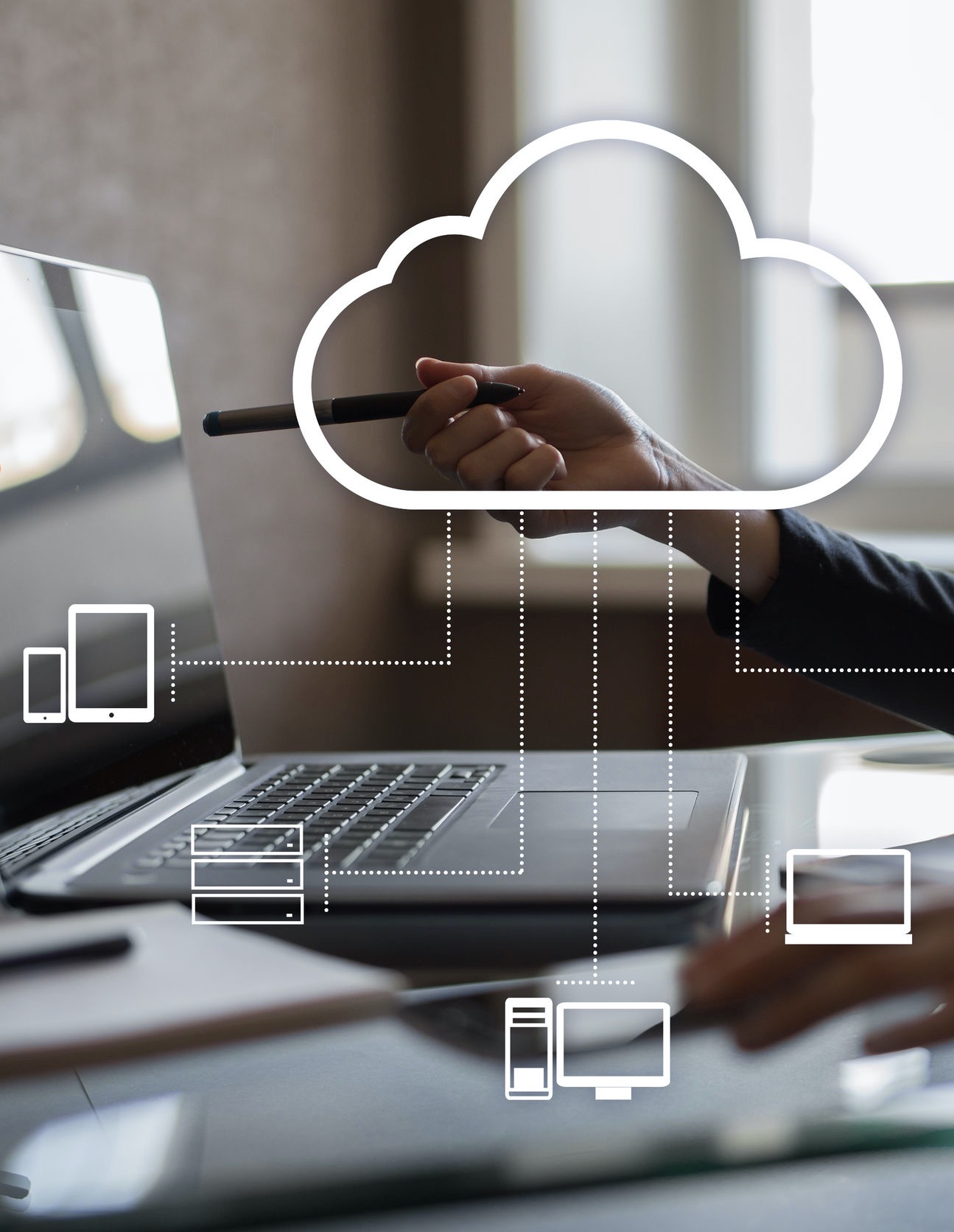 Cloud technology. Data storage. Networking and internet service concept.